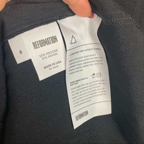 REFORMATION Black Crepe Strappy Mini Cocktail Party Dress Ties Sz 8 - Picture 7 of 9